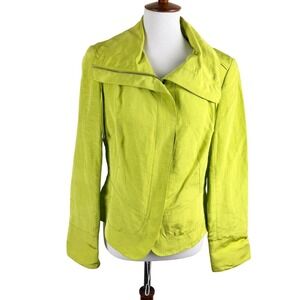 Lafayette 148 New York Lime Green Linen Blend Architectural Blazer Jacket Size 8